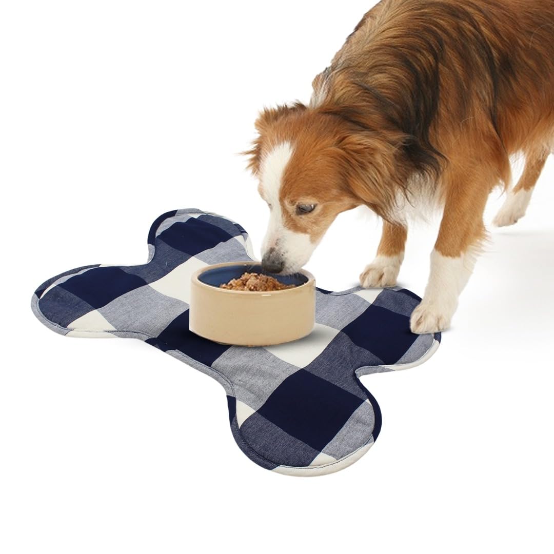 Blue Checkered Washable Feeding Mat